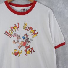 画像1: 90's The Ren and Stimpy Show USA製 キャラクターリンガーTシャツ L (1)