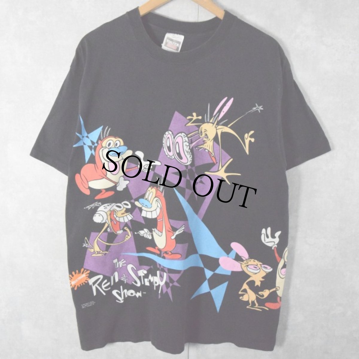 画像1: 90's The Ren and Stimpy Show USA製 キャラクターTシャツ XL (1)