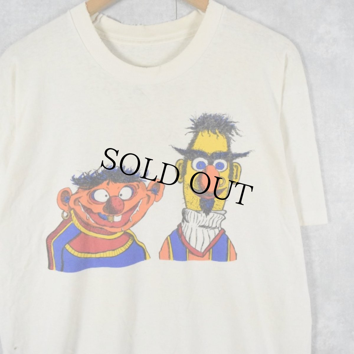 画像1: 90's SESAME STREET バート&アニー キャラクターパロディTシャツ (1)