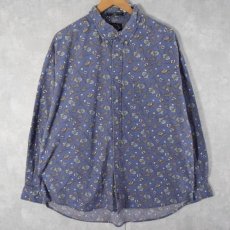 画像1: DOCKERS ラクロス柄 コットンボタンダウンシャツ XL (1)