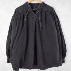 画像1: Leonardo Carbone レースアップ コットンプルオーバーシャツ XL (1)