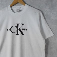 画像1: 2000's "FUCKOFF" パロディプリントTシャツ XL (1)