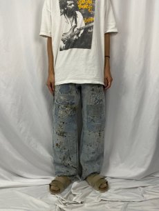 画像2: ARIZONA JEAN CO. パッチワーク×ペンキペイント デニムパンツ W35 (2)