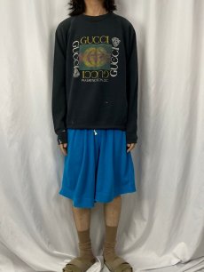 画像2: 90's USA製 ブート GUCCI ロゴプリントスウェット XL (2)