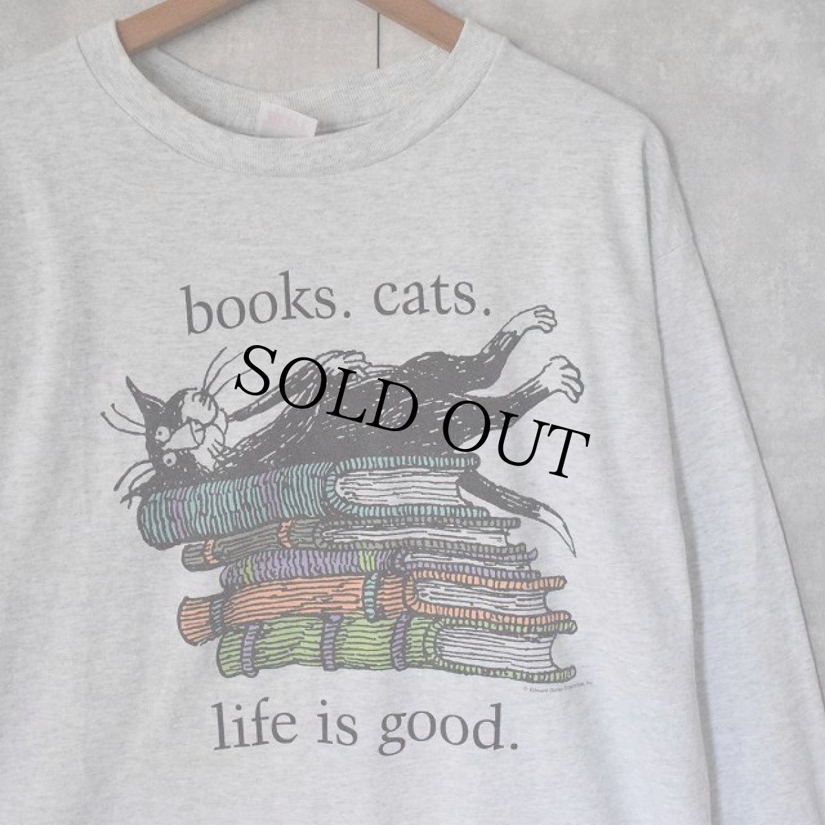 画像1: Edward Gorey "books.cats." 本×ねこプリントロンT XL (1)