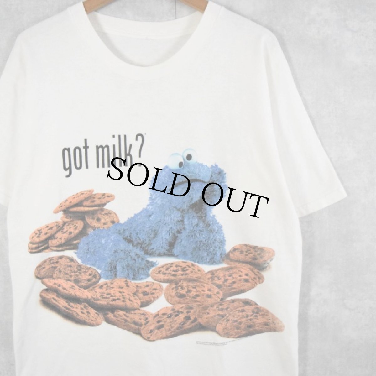 画像1: 90's COOKIE MONSTER "got milk" キャラクタープリント Tシャツ (1)