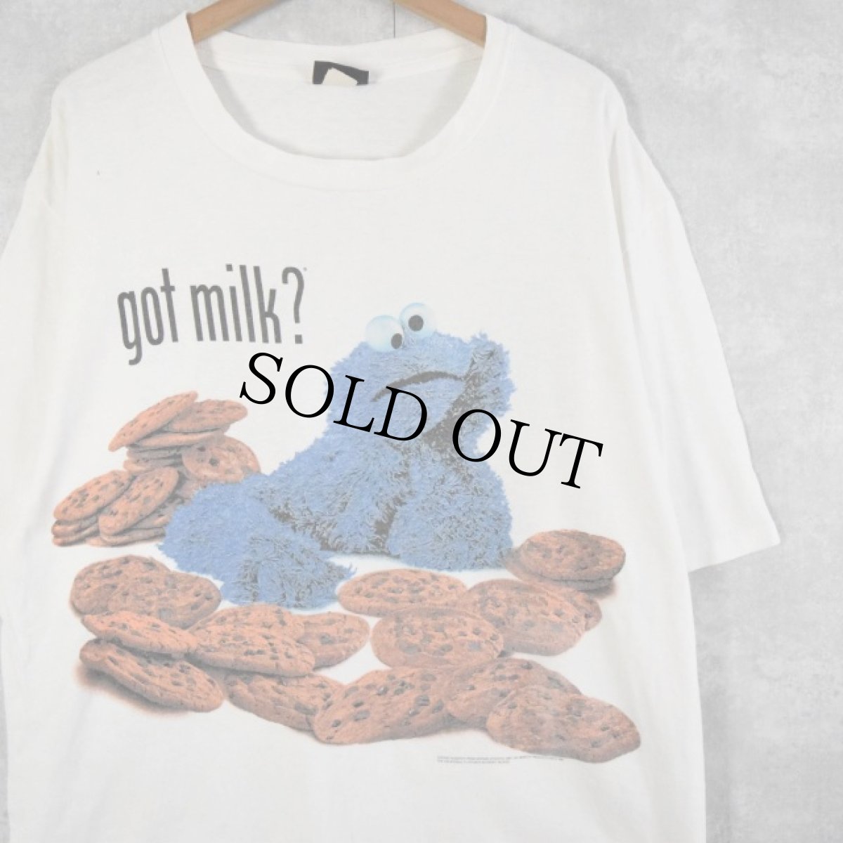 画像1: 90's COOKIE MONSTER "got milk" キャラクタープリント Tシャツ XL (1)