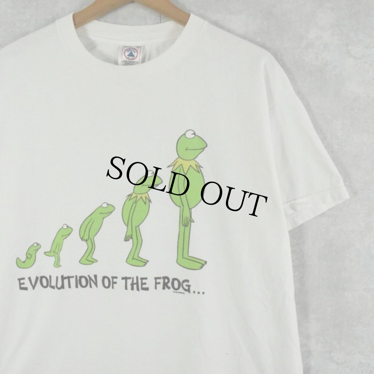 画像1: カーミット "EVOLUTION OF THE FROG..." ダーウィンの進化論 パロディTシャツ L (1)