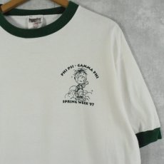 画像1: 90's PIG PEN イベントプリント キャラクターリンガーTシャツ XL (1)