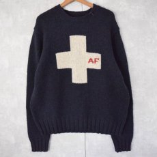 画像1: 90's〜 ABERCROMBIE＆FITCH クロス柄 ニットセーター (1)