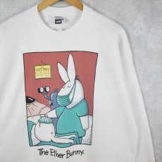 画像1: 90's USA製 "The Ether Bunny." シュールイラストプリントスウェット XL (1)