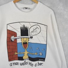 画像1: 90's "A Man walks into a Bar." シュールイラストプリントスウェット XL (1)