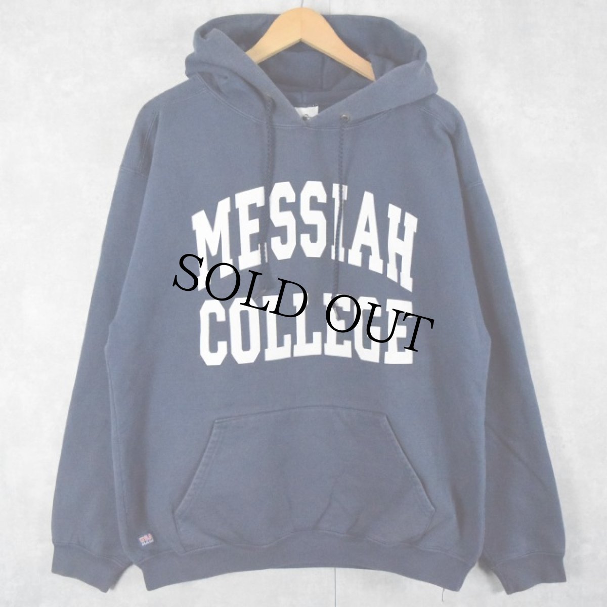 画像1: 90's USA製 "MESSIAH COLLEGE" プリントラグランスウェット L (1)