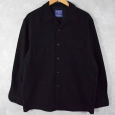 画像1: PENDLETON オープンカラーウールシャツ BLACK M (1)