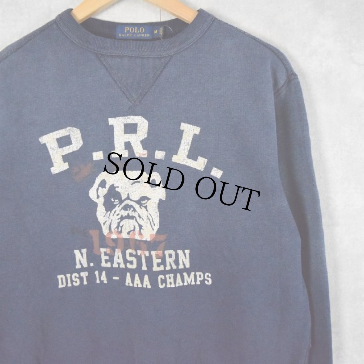 画像1: POLO Ralph Lauren "P.R.L...." 前V フロッキープリントスウェット M (1)