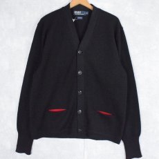 画像1: POLO Ralph Lauren ウールニットカーディガン BLACK L (1)