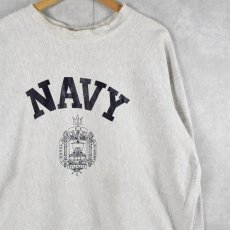 画像1: 90's USA製 REVERSE WEAVE TYPE "NAVY" プリントスウェット XL (1)