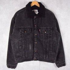 画像1: 90's Levi's USA製 70629 ブラックデニム ボアジャケット M (1)