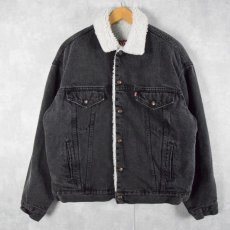 画像1: 90's Levi's 70609 USA製 ブラックデニム ボアジャケット L (1)