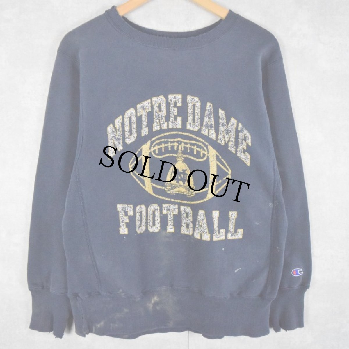 画像1: 90's Champion REVERSE WEAVE USA製 "NOTREDAME FOOTBALL" プリントスウェット M (1)