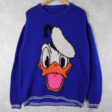 画像1: ハンドメイド DISNEY Donald Duck キャラクター柄 アクリルニットセーター  (1)