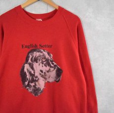 画像1: 90's USA製 "English Setter" 犬プリントスウェット 2X (1)