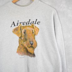 画像1: 90's CANADA製 "Airedale" 犬イラストプリントスウェット XL (1)