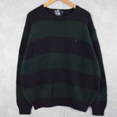 画像1: POLO Ralph Lauren ボーダー柄 コットンニットセーター XXL (1)