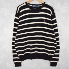 画像1: POLO Ralph Lauren ボーダー柄 コットンニットセーター XXL (1)