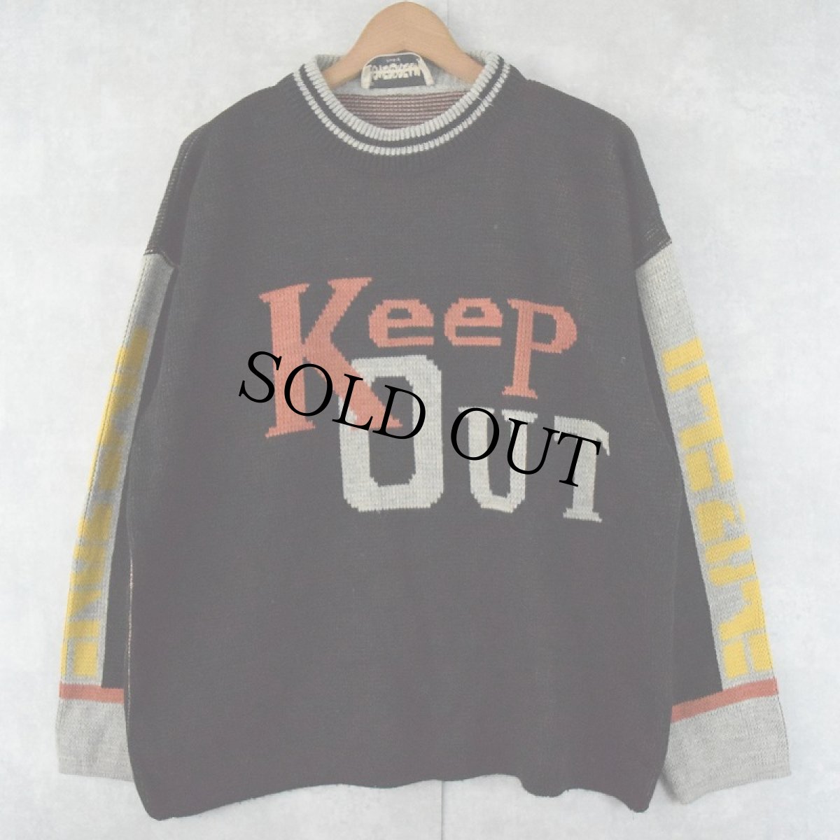 画像1: EURO OVERDREAM "Keep Out" スキーニットセーター L (1)