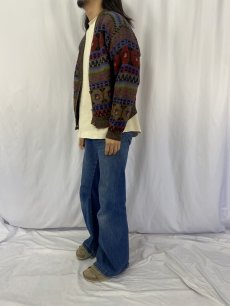 画像3: 90's Woolrich 総柄編み ウールニットカーディガン L (3)