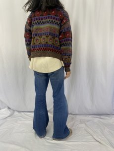 画像4: 90's Woolrich 総柄編み ウールニットカーディガン L (4)