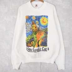 画像1: 90's "Van Gogh's Cat" USA製 パロディ スウェット XL (1)