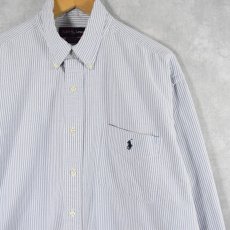 画像1: Ralph Lauren "BIG SHIRT" ストライプ柄 オックスフォードボタンダウンシャツ L (1)