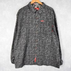 画像1: ecko unltd. 総柄 ポリシャツ XXL (1)