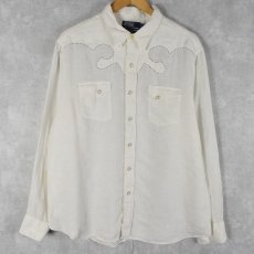 画像1: POLO Ralph Lauren "DENVER WESTERN" リネンウエスタンシャツ XL (1)