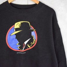 画像1: 90's Disney Dick Tracy USA製 キャラクタープリントスウェット BLACK XL (1)