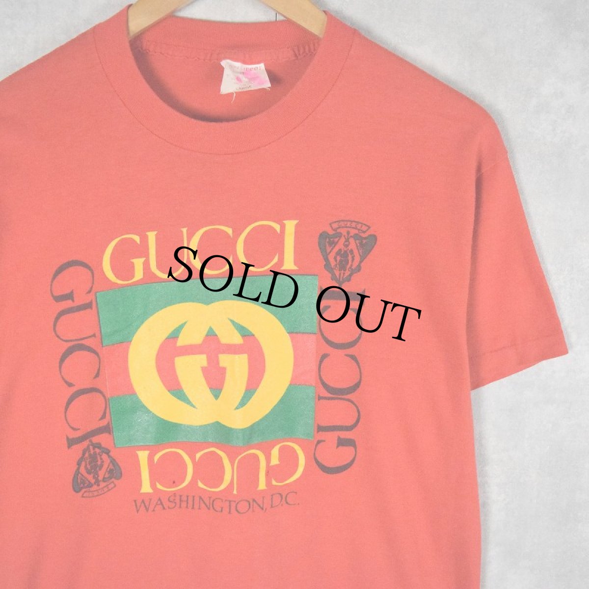 画像1: 80〜90's ブート GUCCI USA製 ロゴプリントTシャツ L (1)