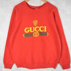 画像1: 90's ブート GUCCI USA製 ロゴプリントスウェット XL (1)