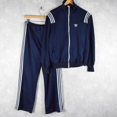 画像1: 80's adidas ロゴ刺繍トラックジャケット/パンツ SETUP XL (1)