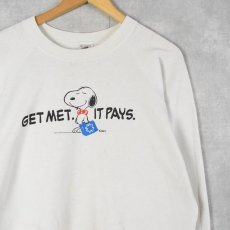 画像1: 90's SNOOPY USA製 "GET MET. IT PAYS." プリントスウェット XL (1)