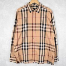 画像1: BURBERY BRIT バーバリーチェック柄 マチ付き コットン×ナイロンシャツ XL (1)