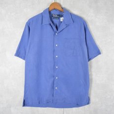 画像1: POLO Ralph Lauren "CALDWELL" シルク×コットン オープンカラーシャツ M (1)