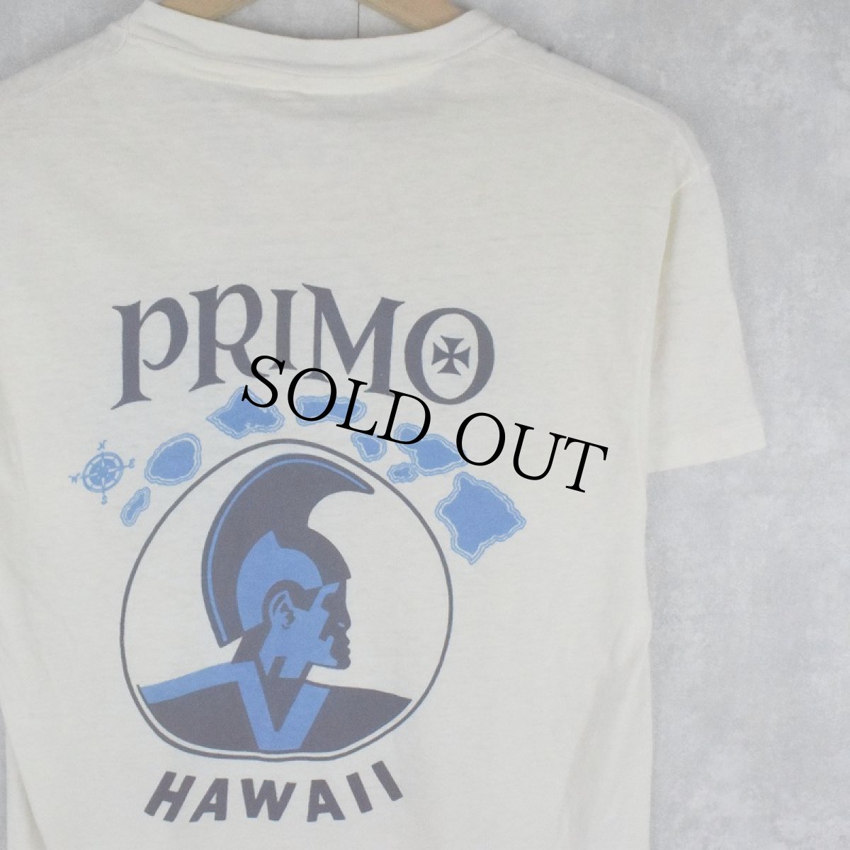 画像1: 60's Hanes "PRIMO HAWAII" 染み込みプリントTシャツ M (1)