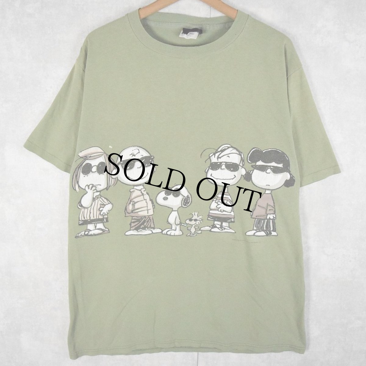 画像1: 90's PEANUTS USA製 キャラクターパロディプリントTシャツ L  (1)