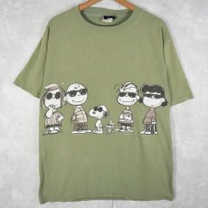 画像1: 90's PEANUTS USA製 キャラクターパロディプリントTシャツ L  (1)