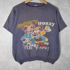 画像1: 〜80's USA製 "DON'T WORRY BE HAPPY" キャラクタープリント カットオフラグランスウェット (1)