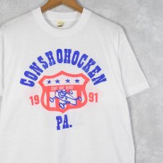 画像1: 90's Soap Box Derby USA製 "CONSHOHCKEN AMBUCS" カーレースプリントTシャツ L (1)