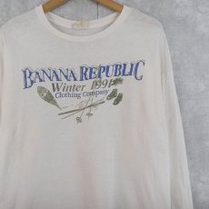 画像2: 90's BANANA REPUBLIC USA製 ロゴプリントロンT S (2)