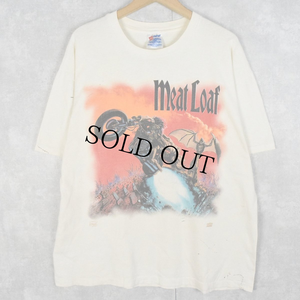 画像1: 90's MEAT LOAF "Bat Out Of Hell" ロックミュージシャン プリントTシャツ XL (1)